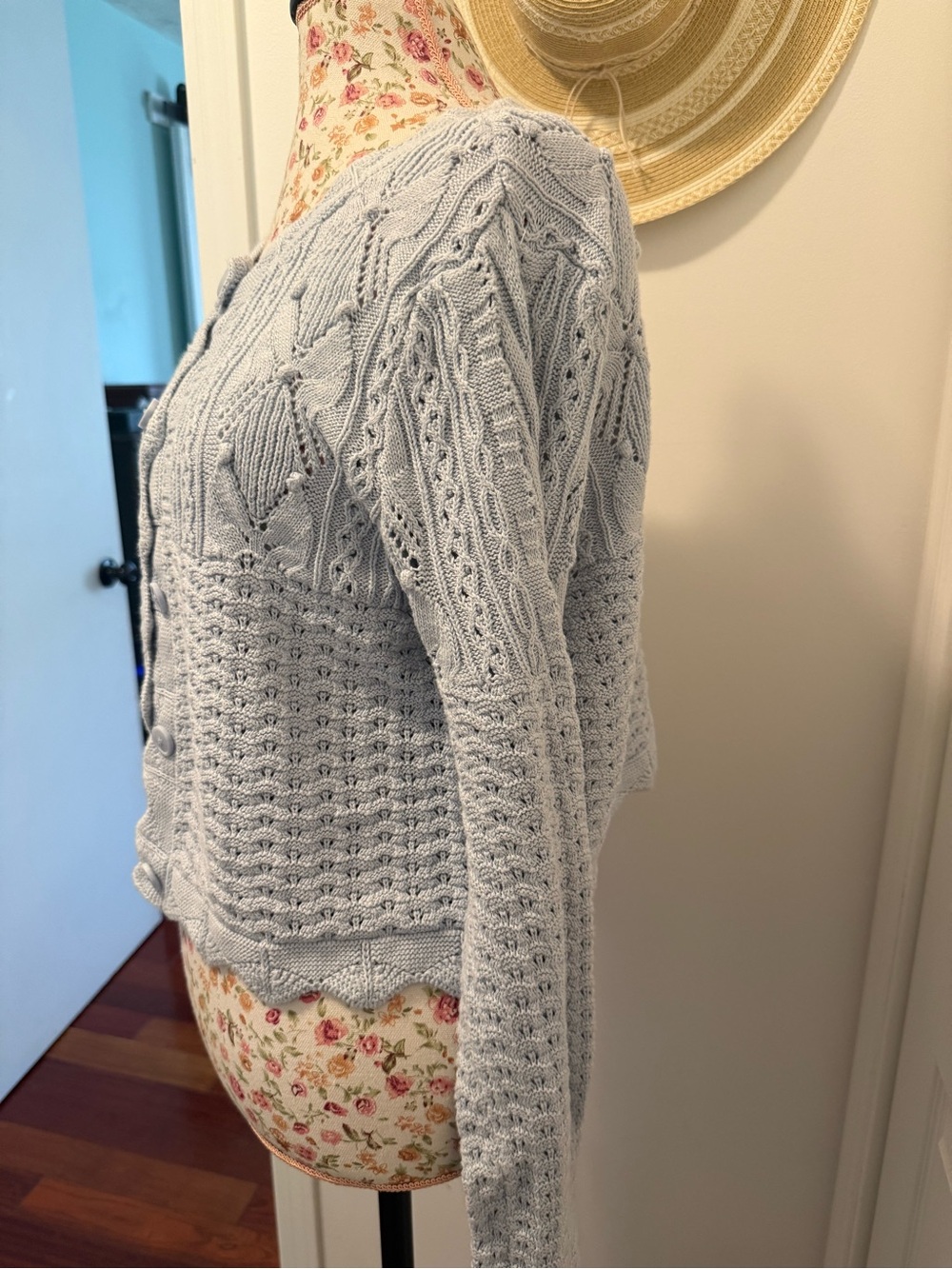 Universal Thread Light Blue Cable Knit Button-Up Cardigan - Picture 4 of 6